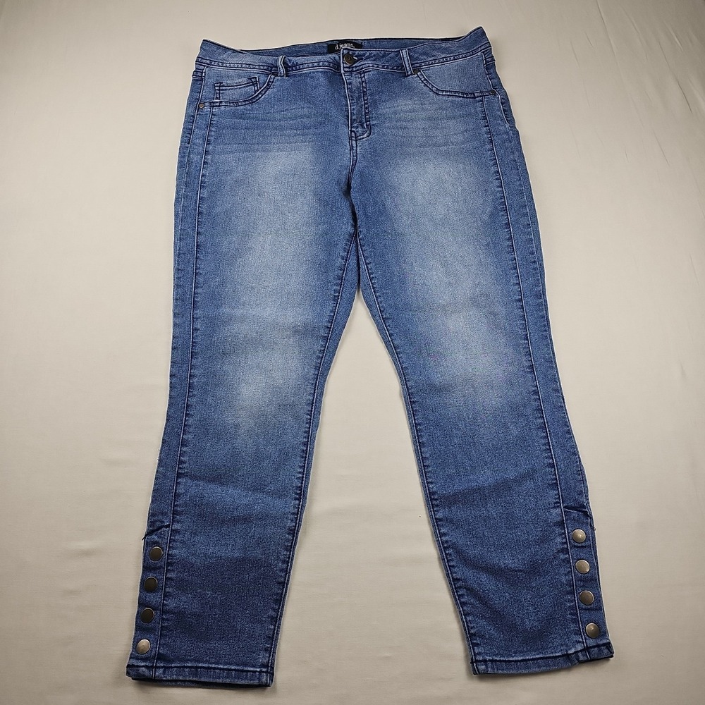 D.Jeans Women's Size 16P  Blue Denim Skinny Jeans Ankle Snap Button  Slim‎ Fit